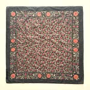 Express Square Scarf Floral Lightweight Made in Italy Green Orange 19.5"